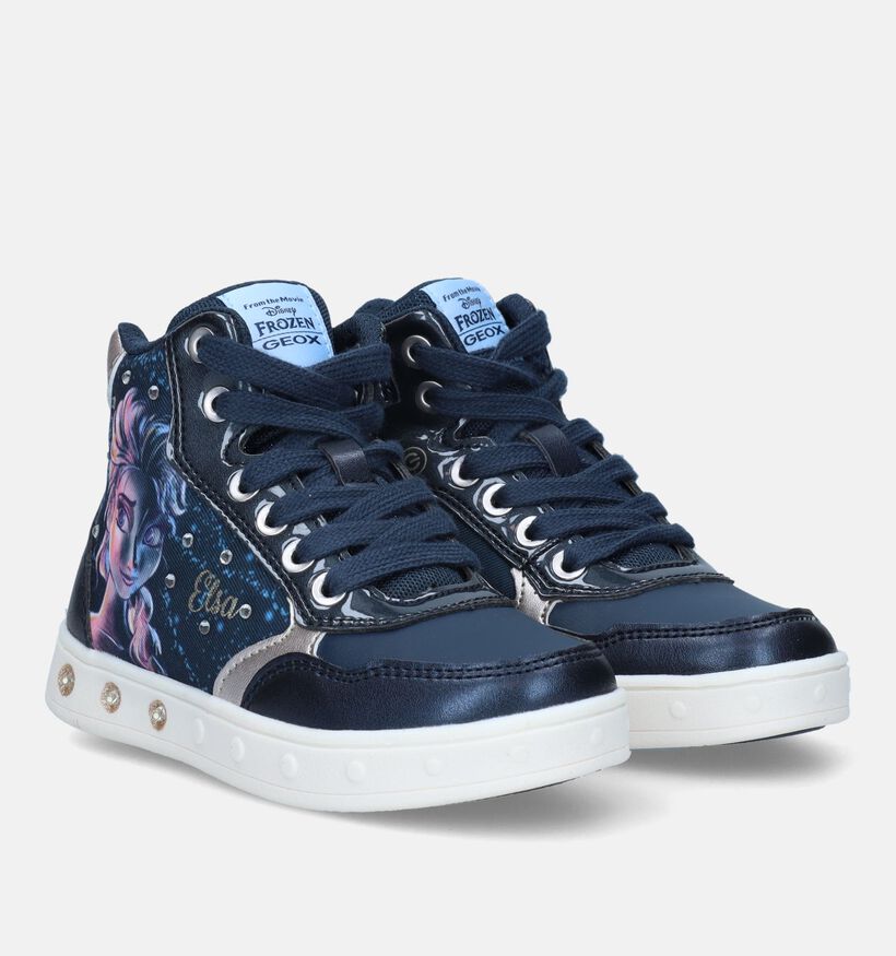 Geox Skylin Frozen Elsa Blauwe Sneakers Met Lichtjes voor meisjes (328505) - geschikt voor steunzolen