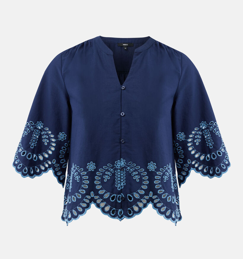 Mexx Poplin Embroidery Donkerblauwe Blouse voor dames (368584)