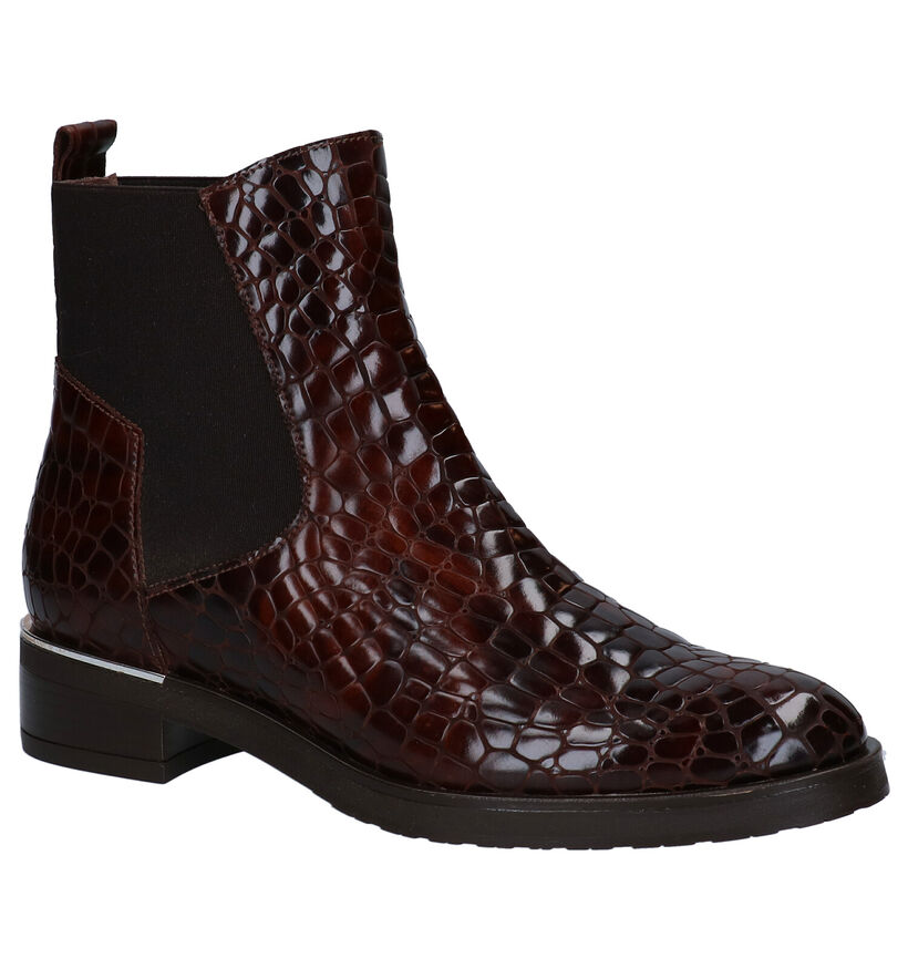 Wonders Bottines plates en Brun foncé en cuir (298918)