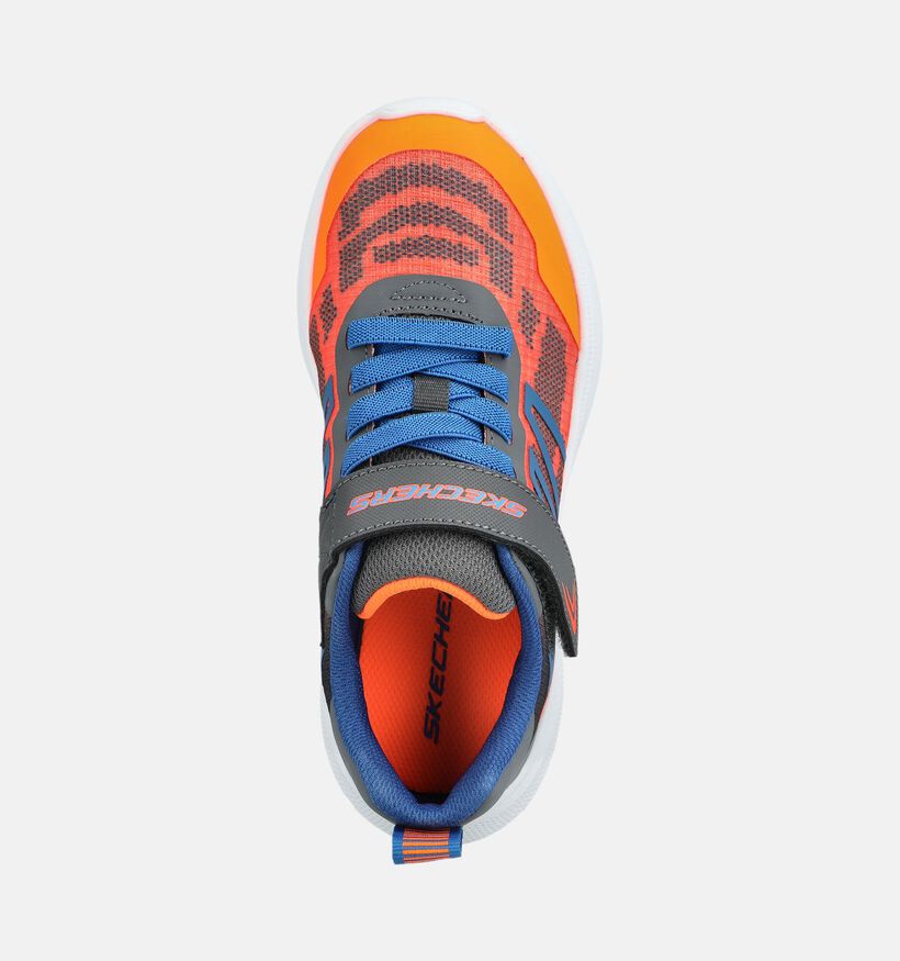 Skechers Microspec Velocity Baskets basses en Orange/Gris pour filles, gar&ccedil;ons (375683)