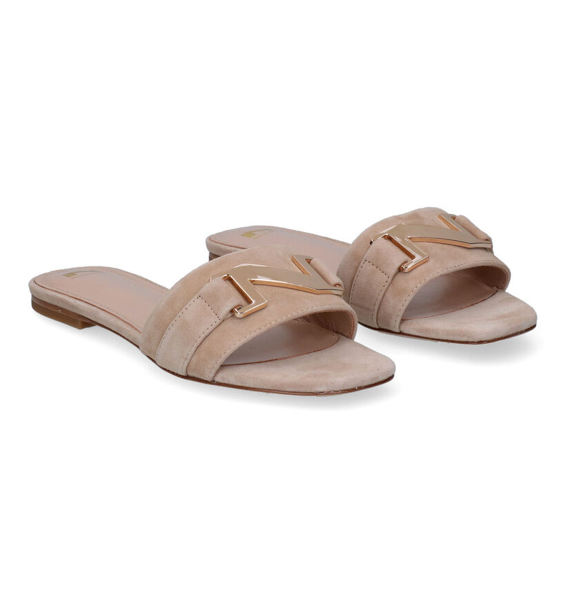 Nathan-Baume Nu-pieds plates en Beige en daim (308382)