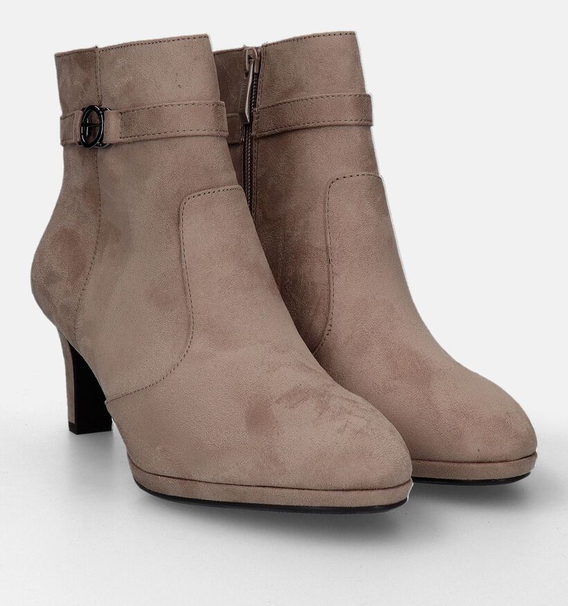 Tamaris Taupe Enkellaarsjes met hak voor dames (330524)