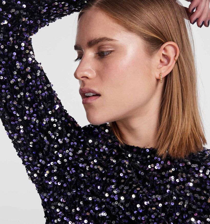 Pieces Kam Zwarte Glitter Blouse voor dames (333231)