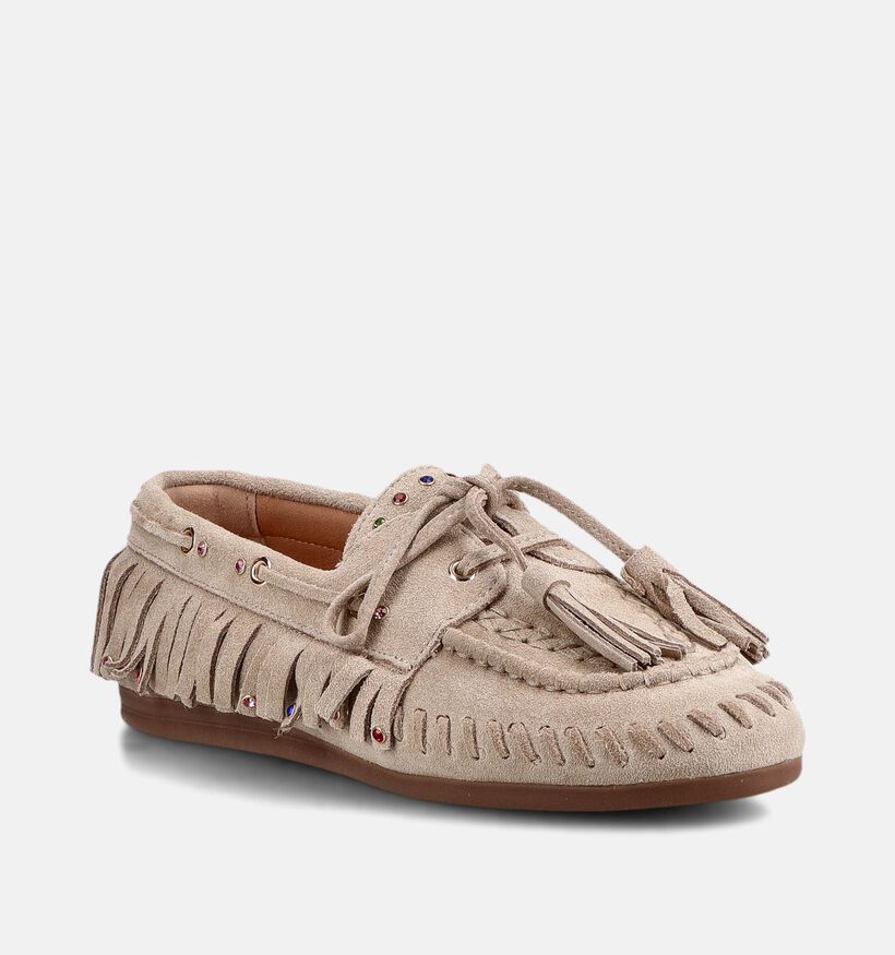 Poelman Donkerbeige Bootschoenen voor dames (384299)