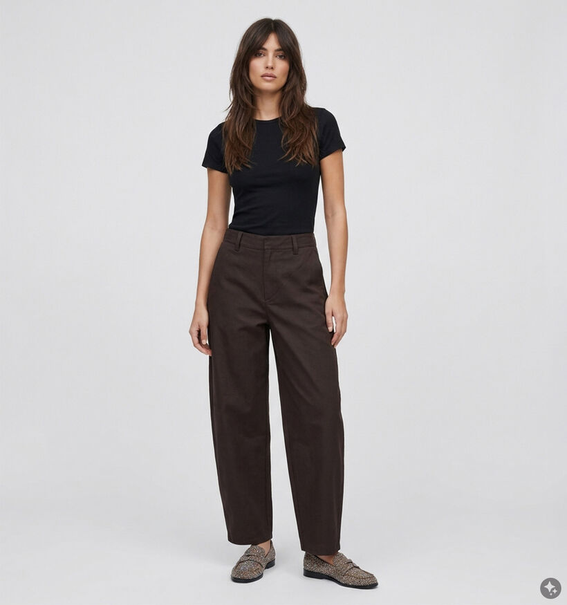 Pieces Rikke Donkerbruine Barrel Jeans voor dames (389786)