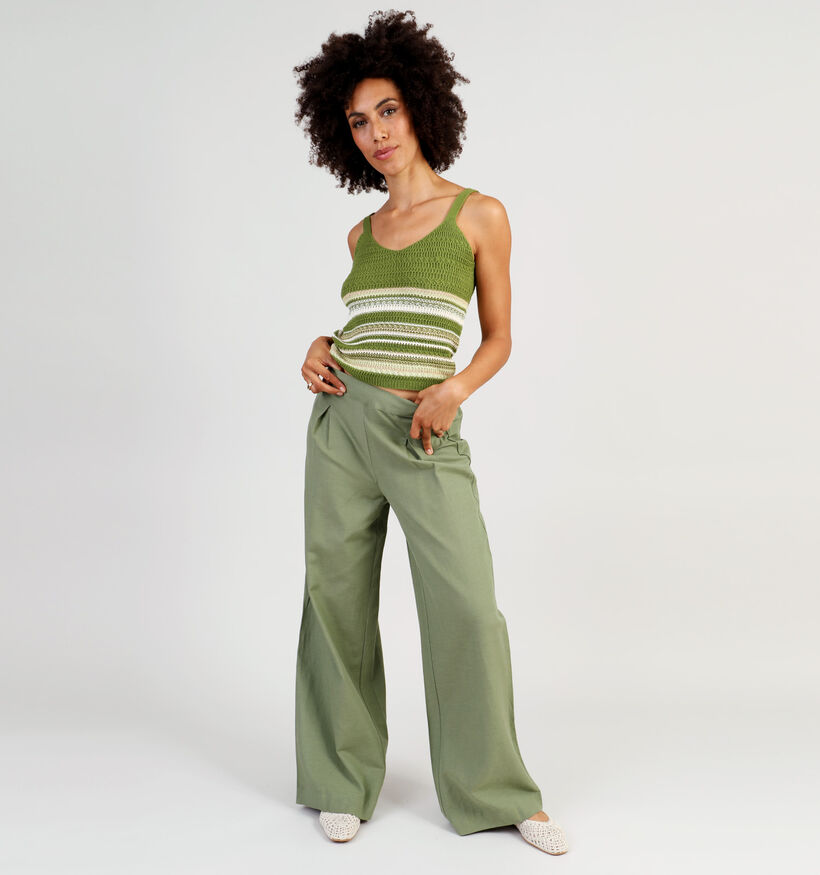 Pieces Minidi Kaki Wijde broek voor dames (337354)