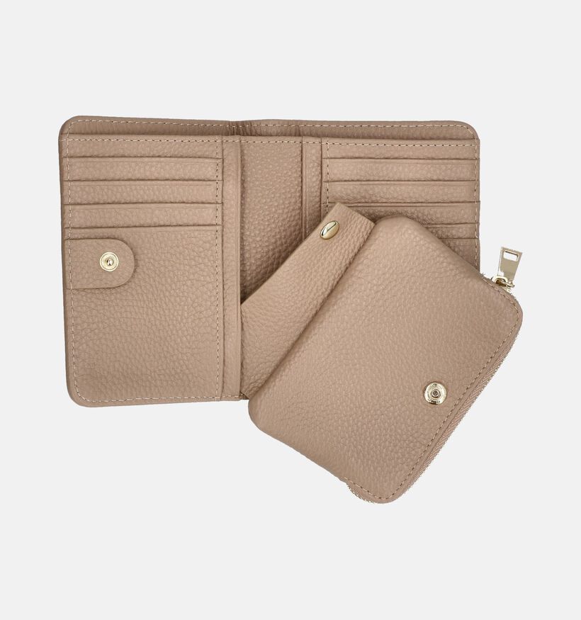 Crinkles Porte-monnaie zippé en Taupe pour femmes (358083)