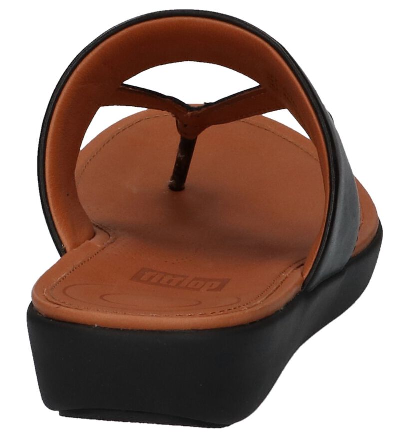 FitFlop Delta Toe-Thong Sandals Zwart in leer (212829)