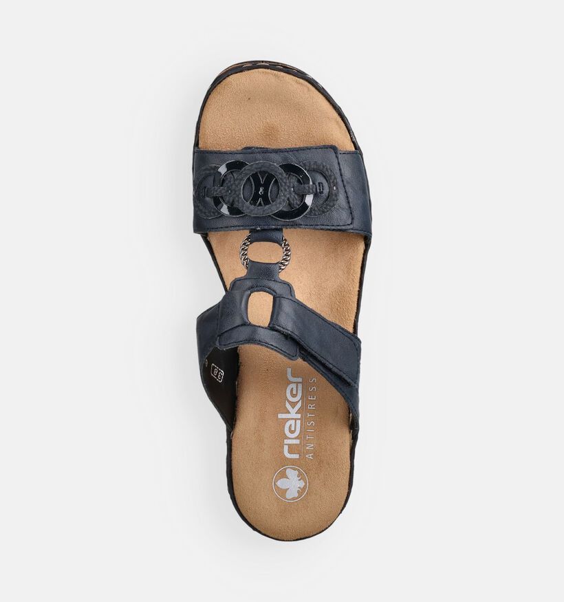 Rieker Nu-pieds compens&eacute;es en Bleu pour femmes (370406)