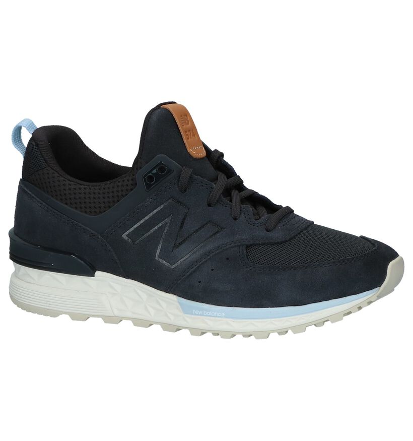 New Balance 574 Zwarte Sneakers in daim (261526)