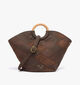 Woomen Neflier Patchwork Sac &agrave; main en Brun fonc&eacute; pour femmes (378678)