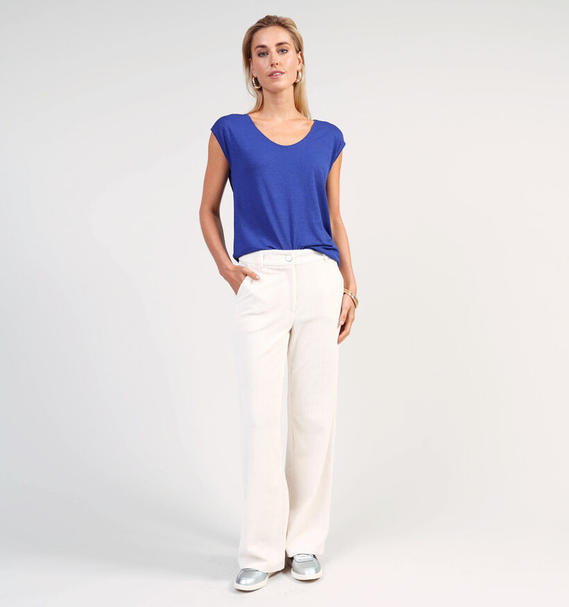 Pieces Billo Tee Lurex T-shirt en Bleu pour femmes (361143)