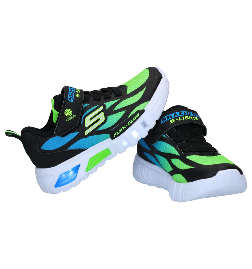 Skechers Flex-Glow Zwarte Sneakers in kunstleer (295074)