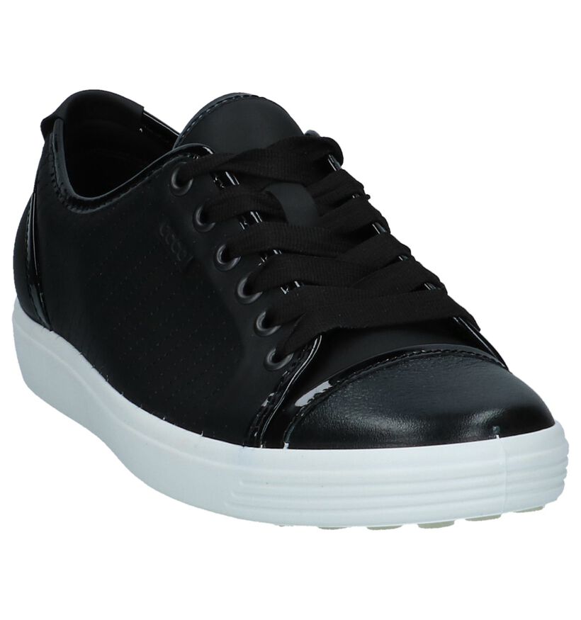 ECCO Soft 7 Ladies Zwarte Veterschoenen in leer (235910)