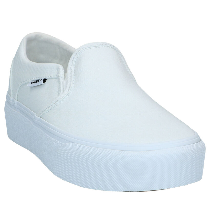 Vans Asher Platform Baskets slip-on en Blanc en textile (287226)