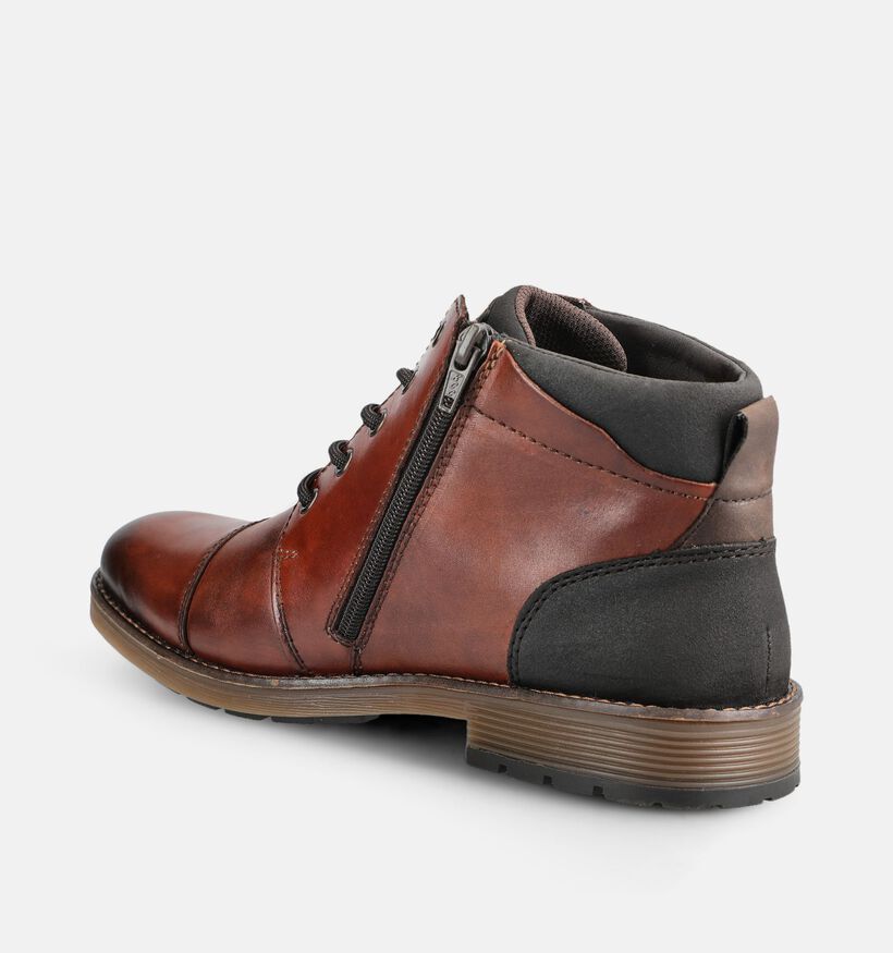 Rieker Boots &agrave; lacets en Cognac pour hommes (376511) - pour semelles orthop&eacute;diques