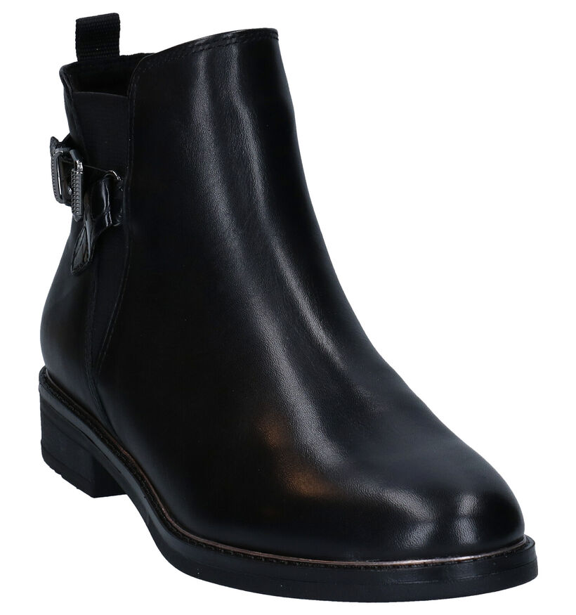 Marco Tozzi Bottines plates en Noir en cuir (280489)