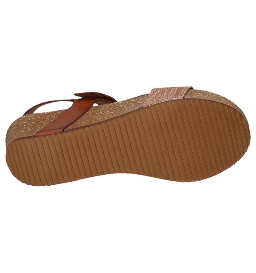 Cognac Sandalen met Sleehak Hee, , pdp