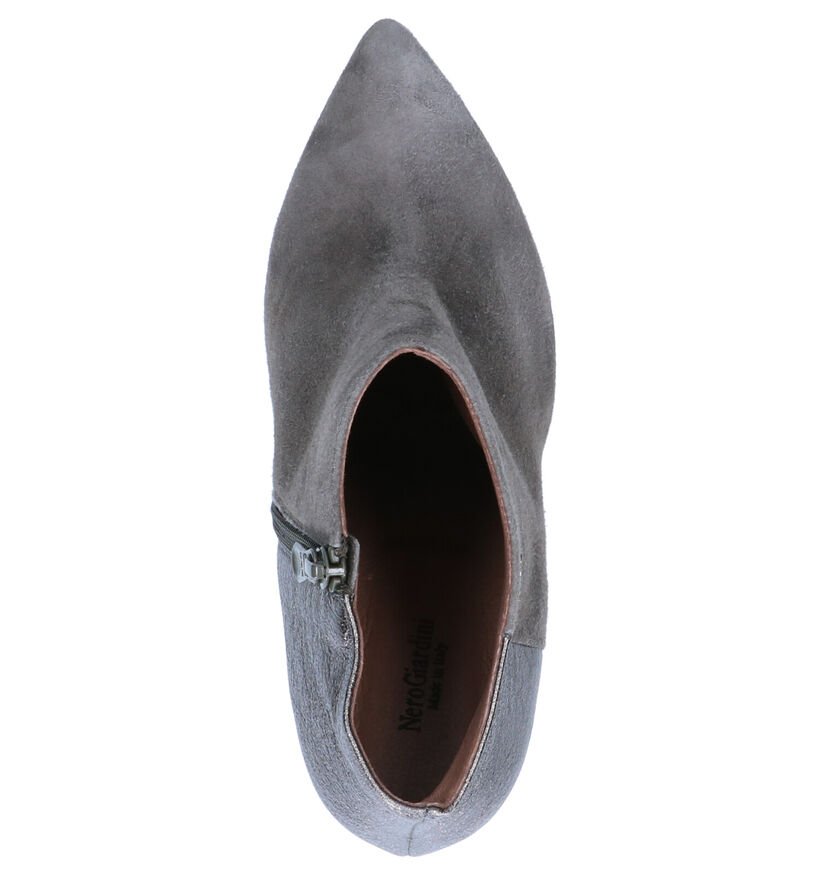 NeroGiardini Bottillons à talons en Vert kaki en cuir (259938)