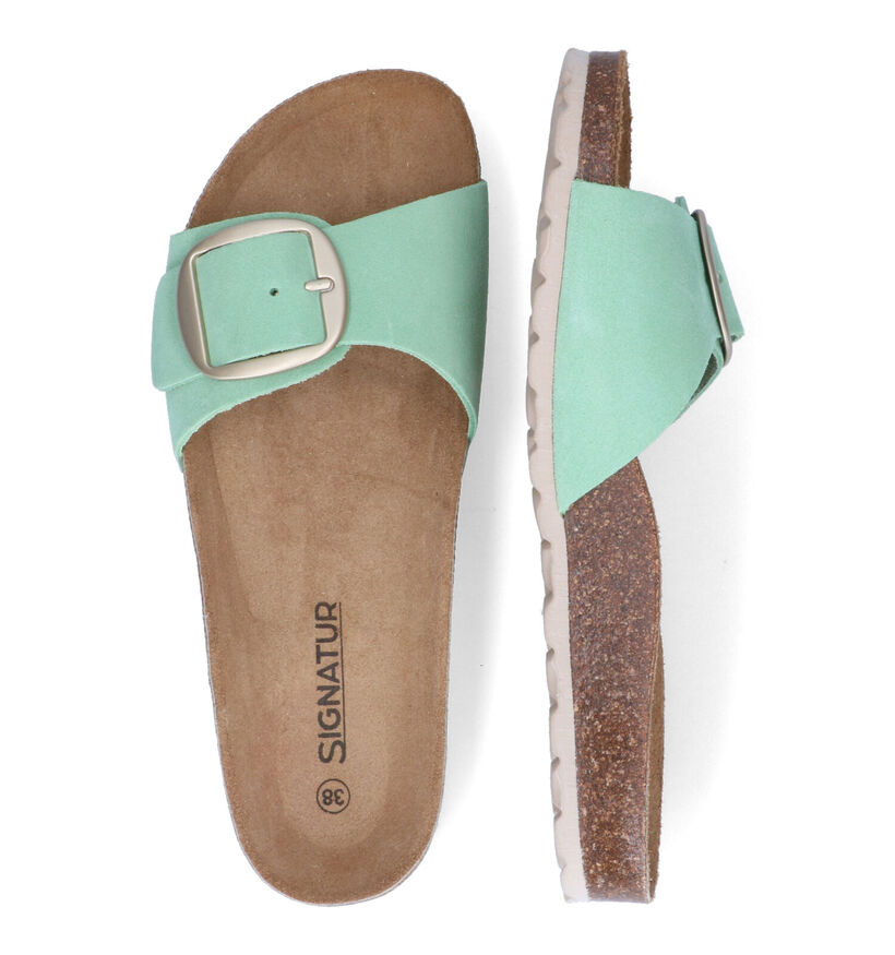 Signatur Groene Slippers in nubuck (307681)