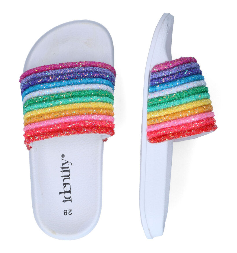 Identity Witte Regenboog Badslippers in stof (310798)