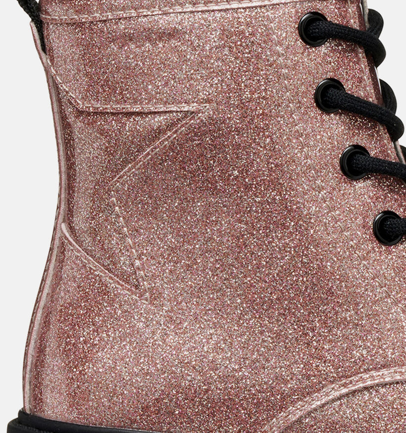 Geox Old Rose Glitter Casey Boots &agrave; lacets en Rose pour filles (377752) - pour semelles orthop&eacute;diques
