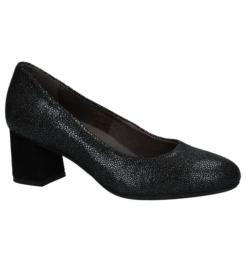 Zwarte Pumps met Glitters Softwaves in daim (232669)