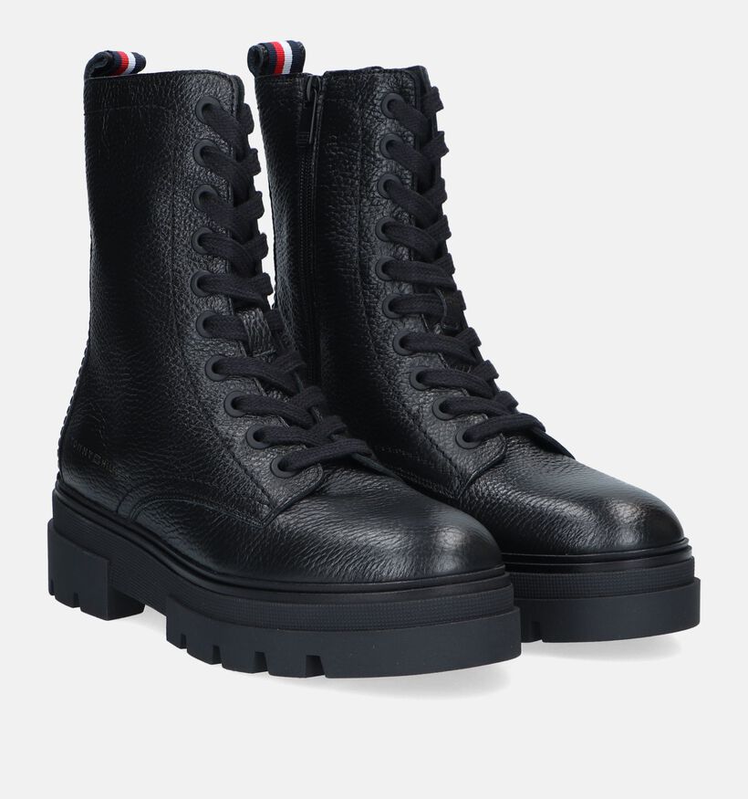 Tommy Hilfiger Monochromatic Boots de motard en Noir pour femmes (329327)