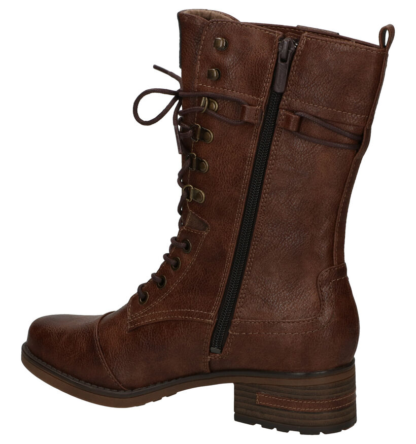 Mustang Bottes à lacets en Brun clair en simili cuir (294332)