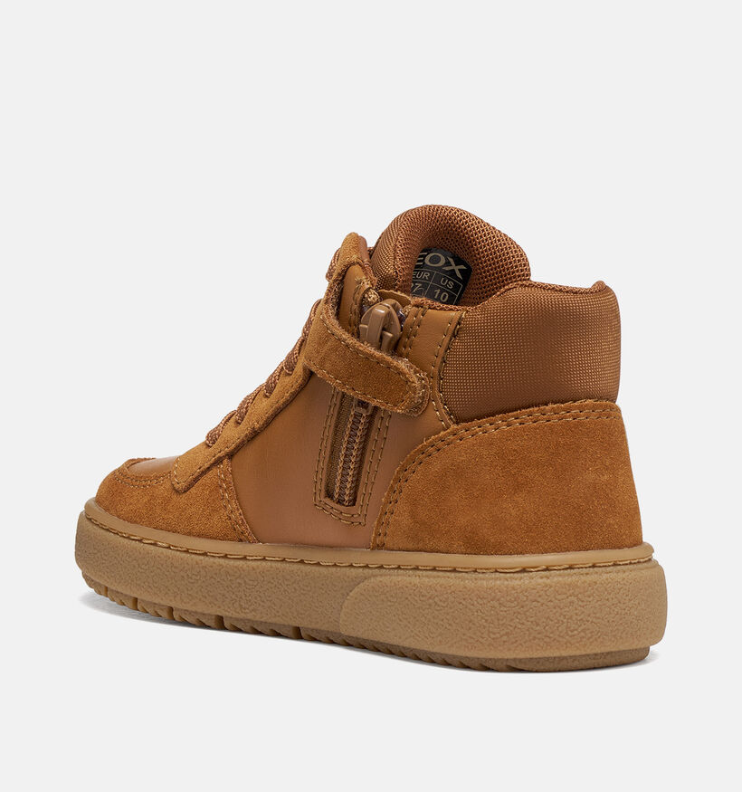 Geox Theeleven Boots &agrave; lacets en Cognac pour gar&ccedil;ons (377757) - pour semelles orthop&eacute;diques