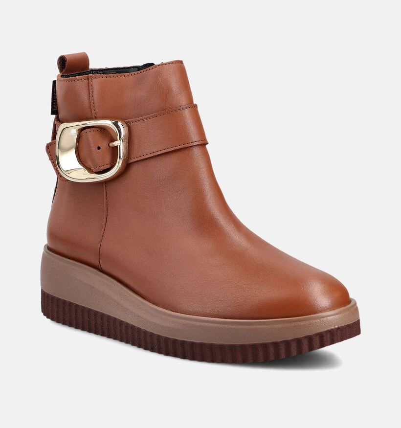 Mephisto Badia Bottines plates en Cognac pour femmes (362823) - pour semelles orthopédiques