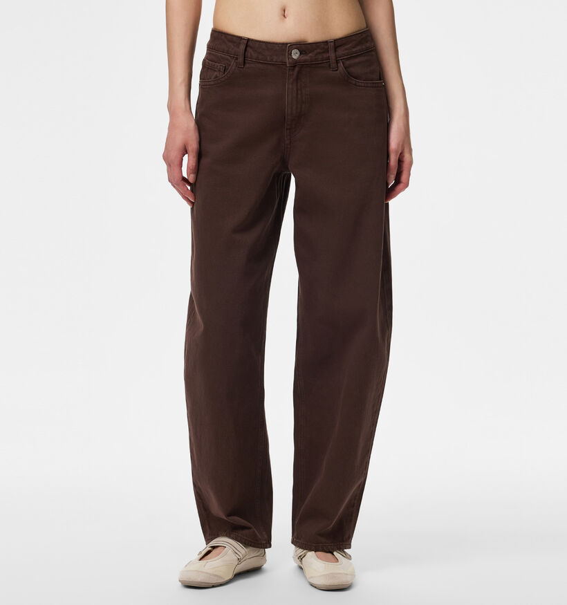 Pieces Grace Donkerbruine Straight Leg Jeans voor dames (378349)