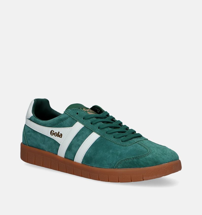 Gola Hurricane Suede Baskets en Vert pour hommes (336328) - pour semelles orthopédiques