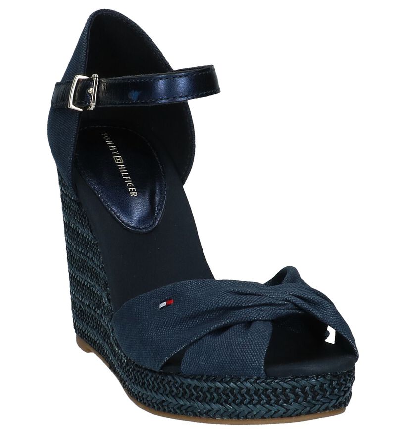 Tommy Hilfiger Sandales à talons en Bleu foncé en textile (212756)