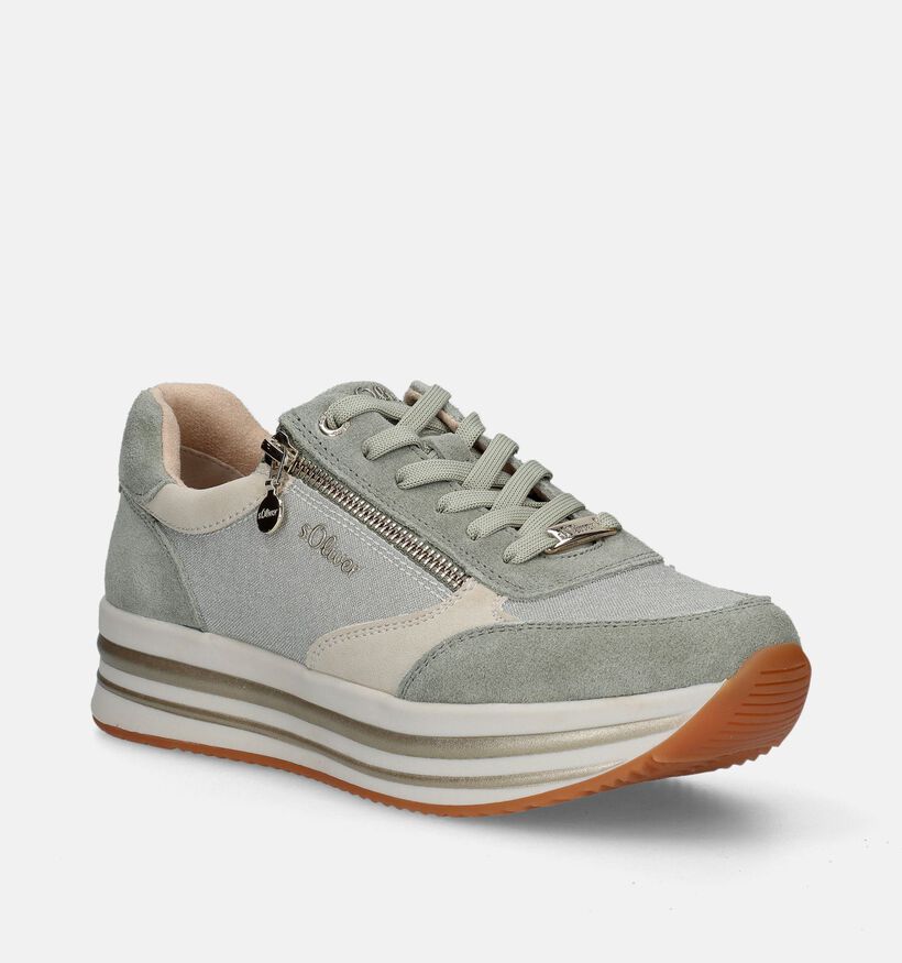 s.Oliver Groene Sneakers voor dames (337119) - geschikt voor steunzolen