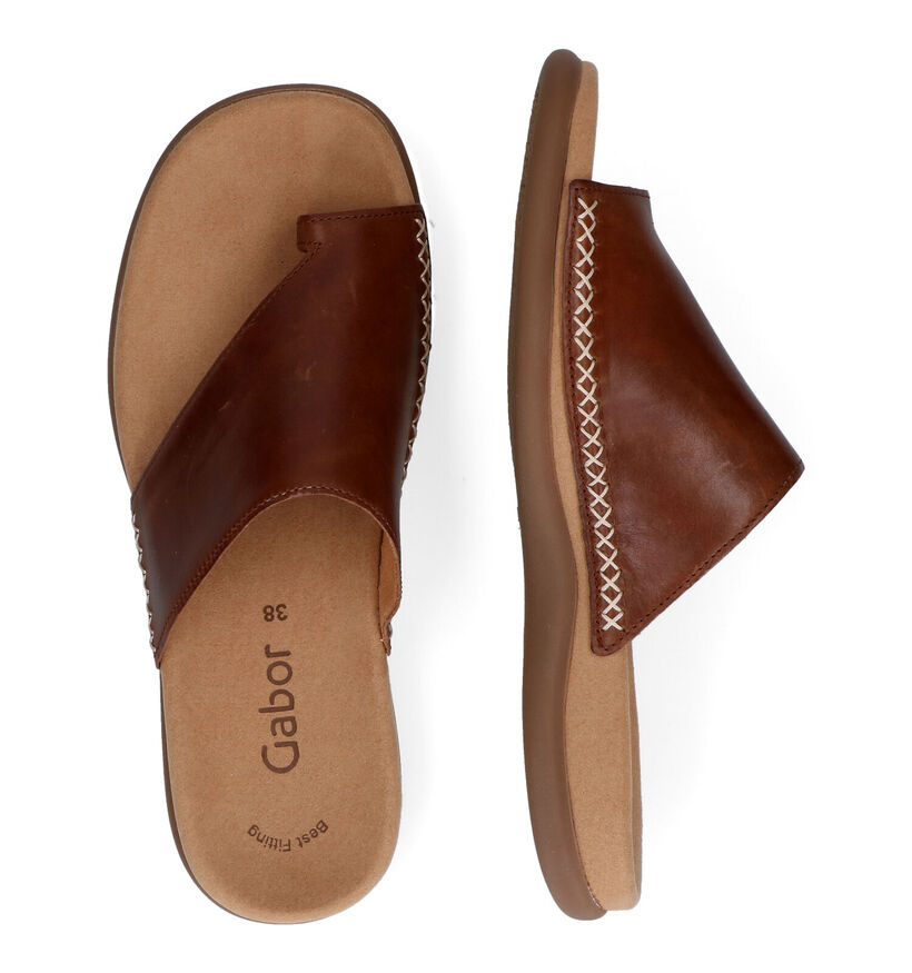 Gabor Best Fitting Nu-pieds en Cognac en cuir (301879)