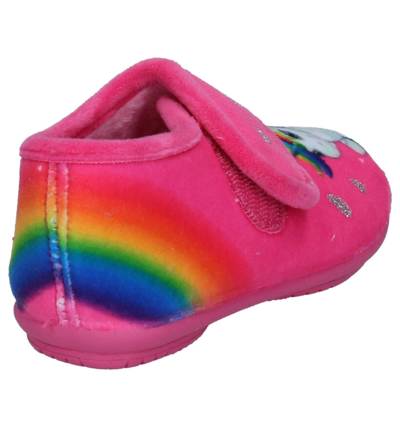 Milo & Mila Fuxia Pantoffels in stof (255006)