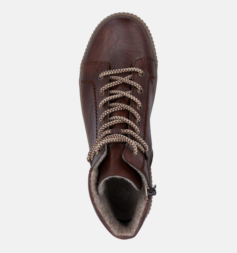 Rieker Antistress Bruine Hoge Schoenen met Veter en Rits voor dames (377925) - geschikt voor steunzolen
