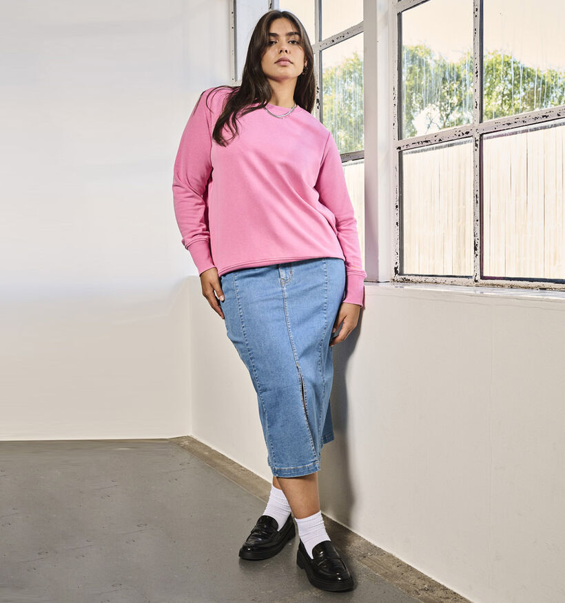 ONLY Carmakoma Enya Blauwe Midi Jeansrok voor dames (374874)