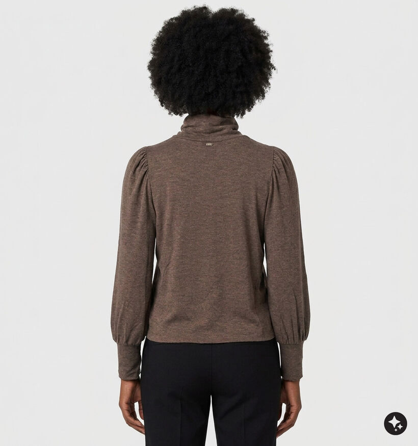 Minuit Douze Elycia Donkerbruine T-shirt Lange Mouwen voor dames (381867)