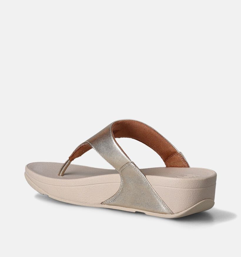 FitFlop Lulu Leather Toepost Gouden Teenslippers voor dames (353819)