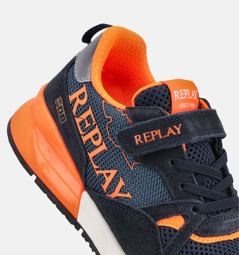 Replay Shoot Baskets basses en Bleu fonc&eacute; pour gar&ccedil;ons (368978) - pour semelles orthop&eacute;diques