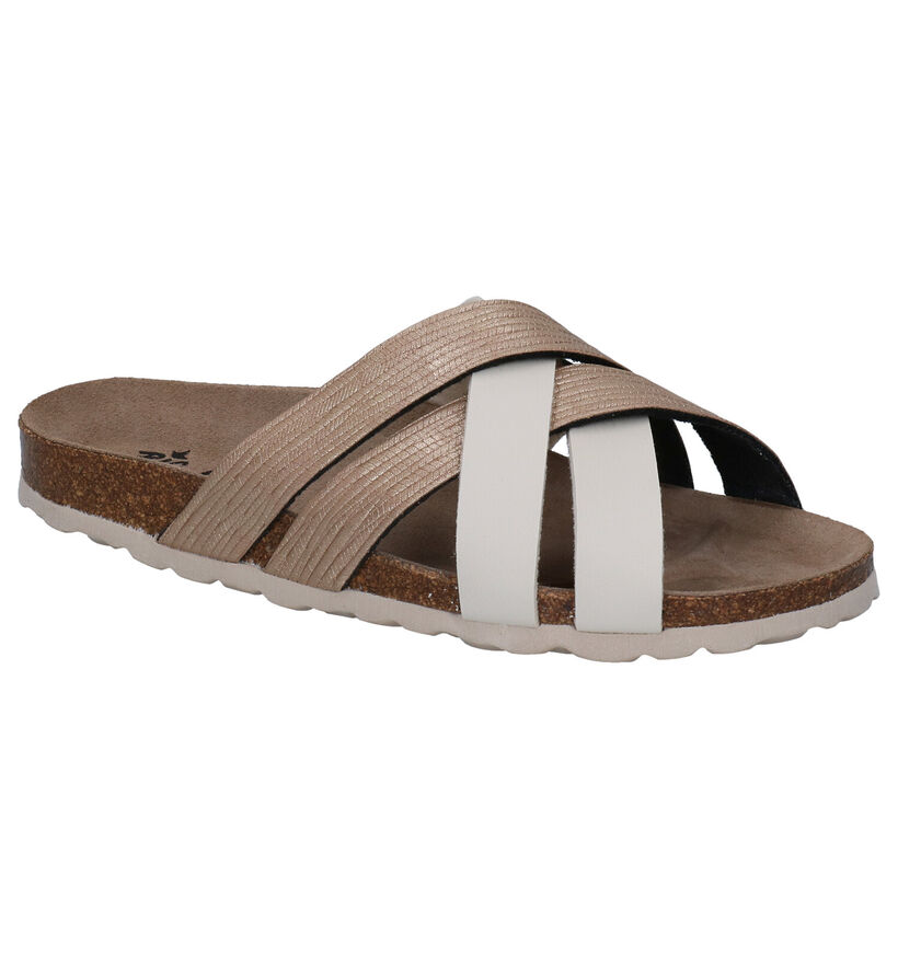 Big Leaf Nu-pieds plates en Taupe en simili cuir (292597)