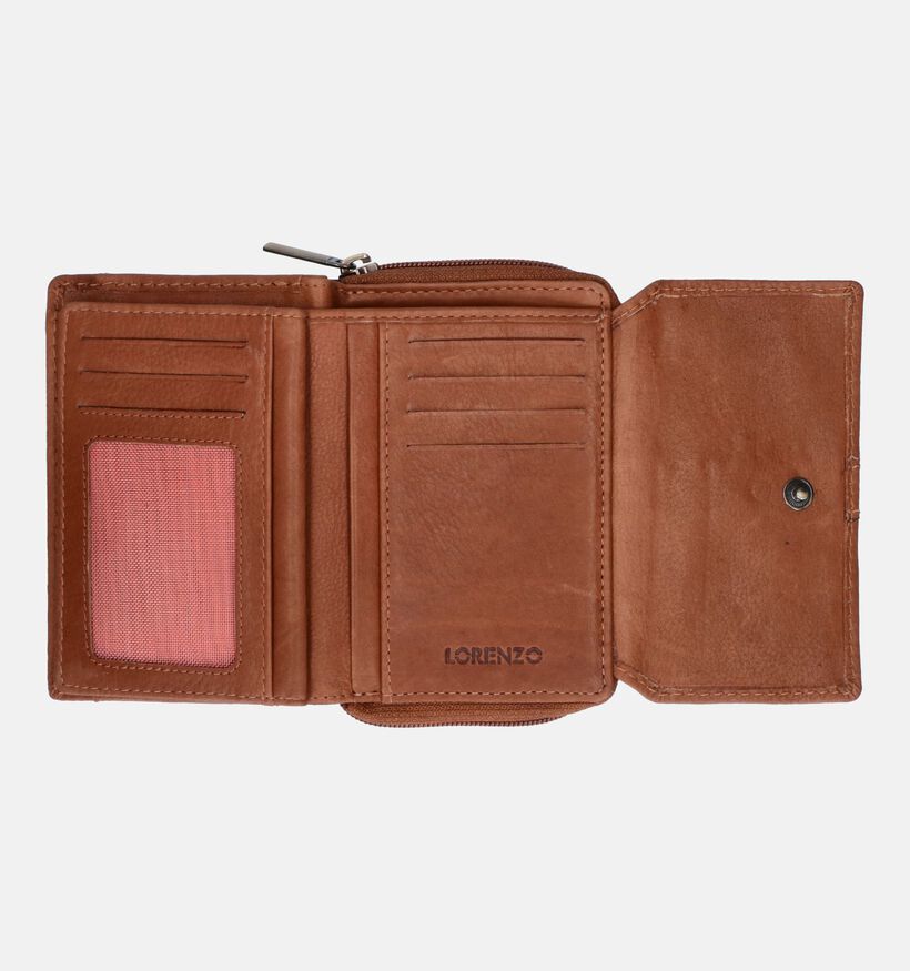 Euro-Leather Porte-monnaie à rabat en Cognac pour femmes (353565)