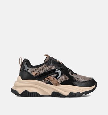 Poelman Posh by Poelman Low Sneakers Zwart/Beige/Bruin
