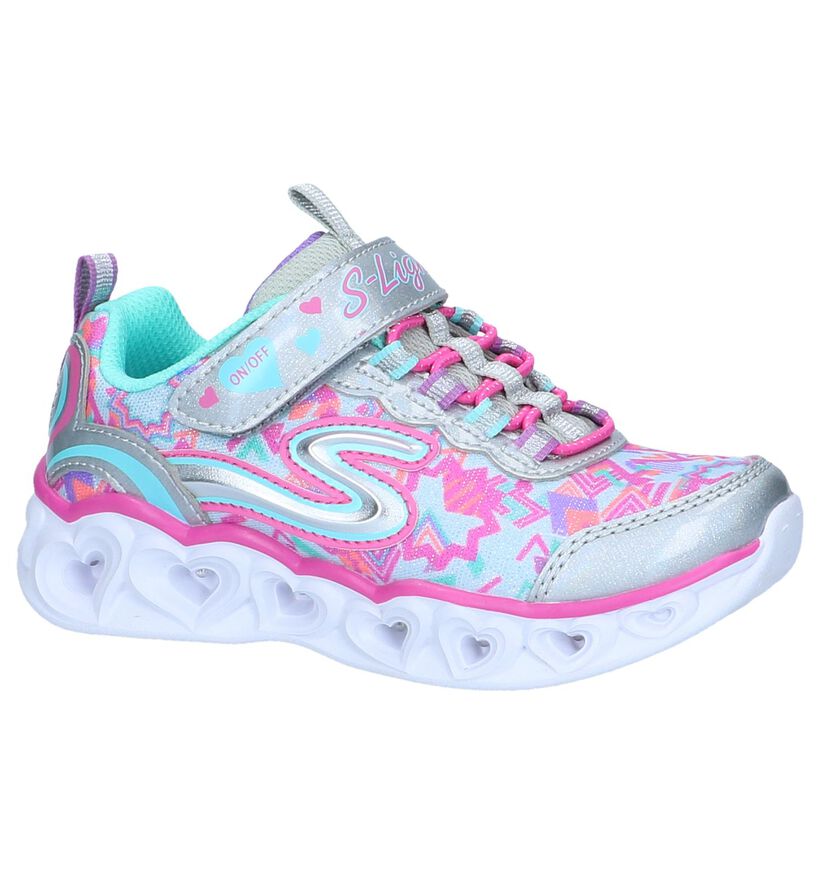 Skechers Heart Lights Zwarte Sneakers in stof (265173)