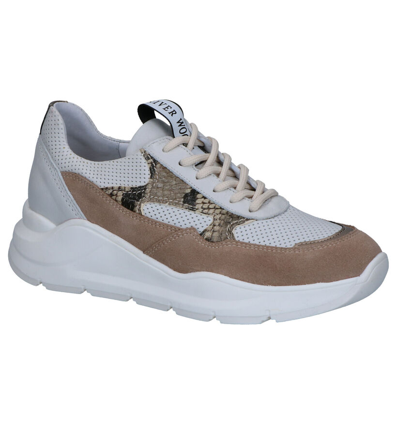 River Woods Anna Wit/Beige Sneakers in daim (271173)