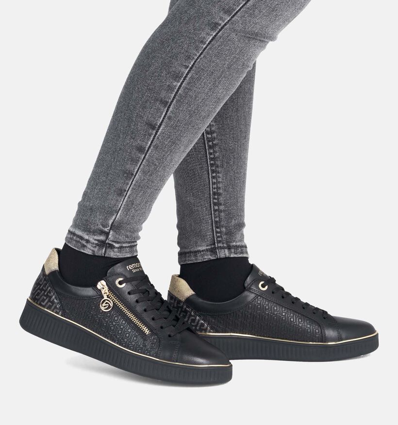 Remonte Zwarte Sneakers met Veter en Rits voor dames (360408) - geschikt voor steunzolen
