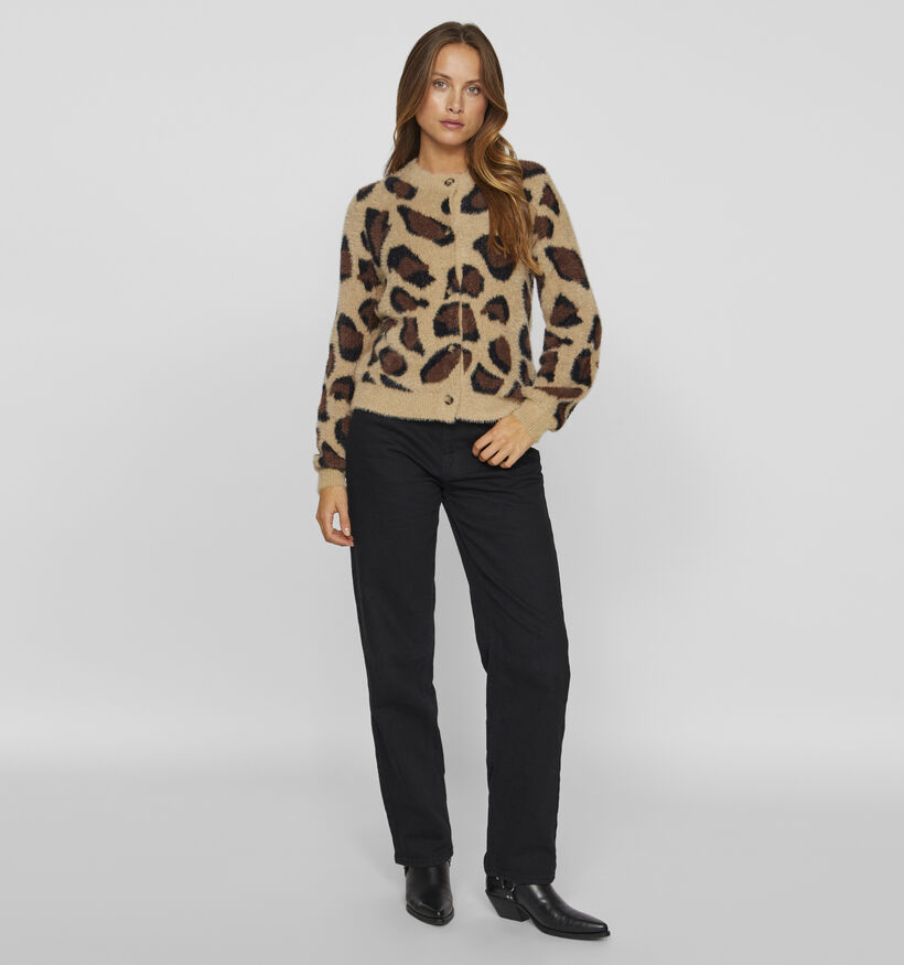 Vila Helly Brown Leo Beige Cardigan voor dames (361596)