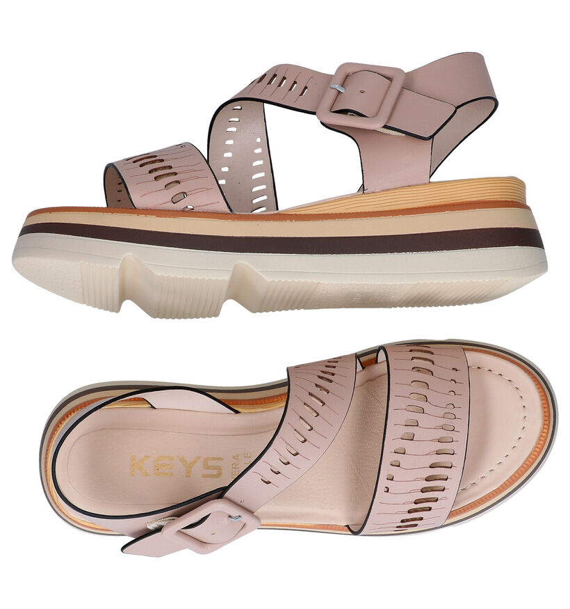 Keys Sandales compensées en Beige pour femmes (286597)